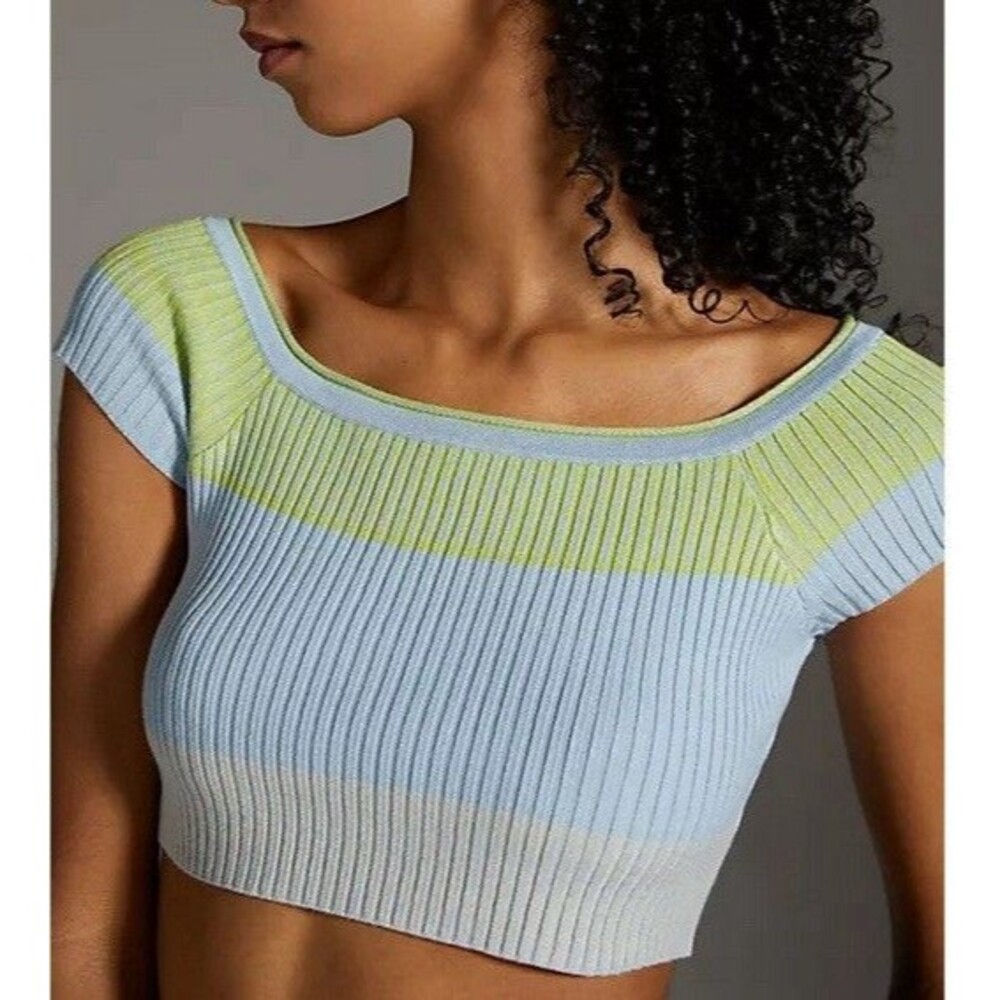 Daily Practice by Anthropologie Tuvalu Sweater Top Only Square Neck size XL Blue